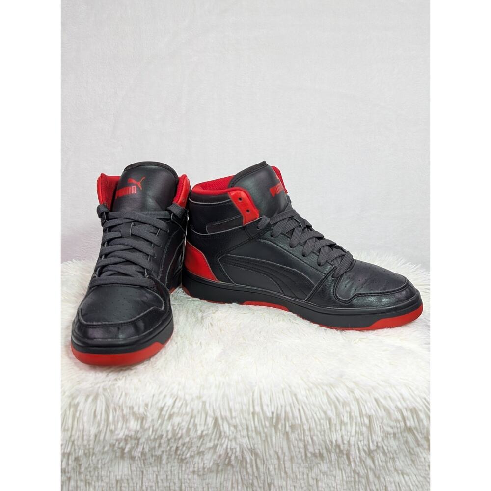 PUMA Rebound Layup Basketball Shoes Size 7 C Black & Red High Top Sneakers - Picture 3 of 9
